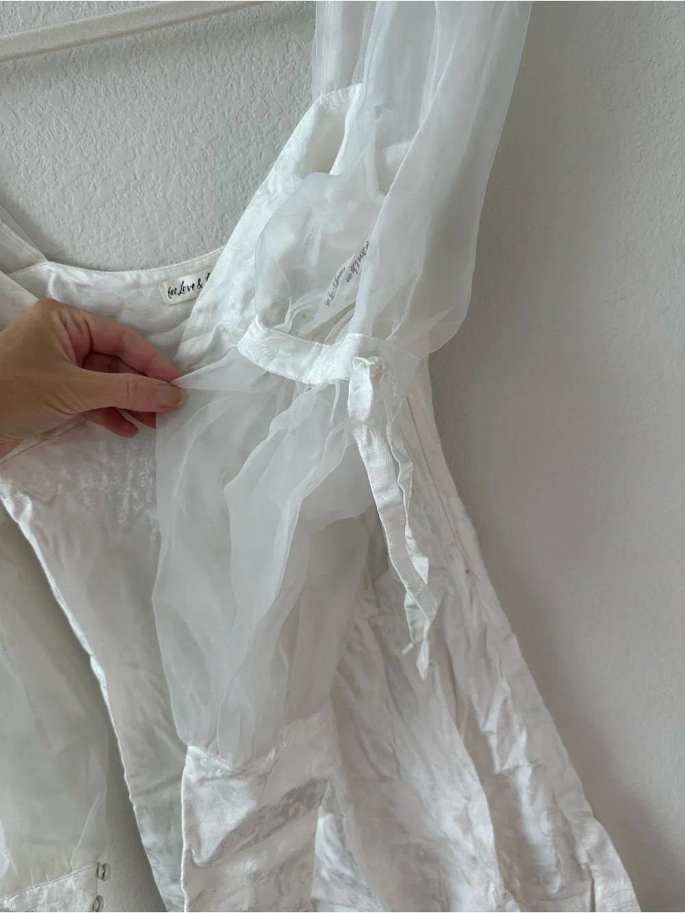For Love & Lemons Gabrielle Puff Sleeve Mini Dress White SZ S - Picture 5 of 8